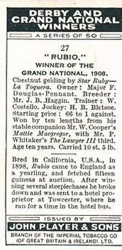 1933 Player's Derby and Grand National Winners #27 Rubio Back